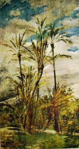 Giovanni Boldini: Dipinti murali della Falconiera – Palme e aranci, 248 x 127 cm. Palazzo dei Vescovi di Pistoia.